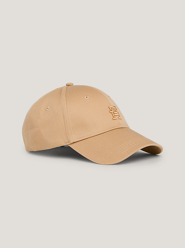 khaki baseball-cap mit gleichfarbigem th-monogramm für herren - tommy hilfiger