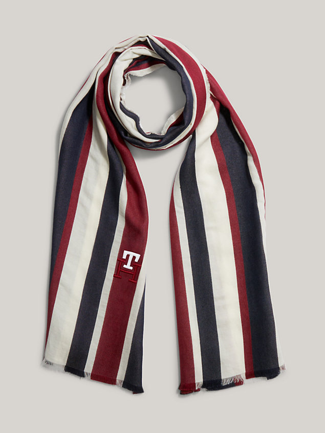 blue stripe monogram scarf for men tommy hilfiger