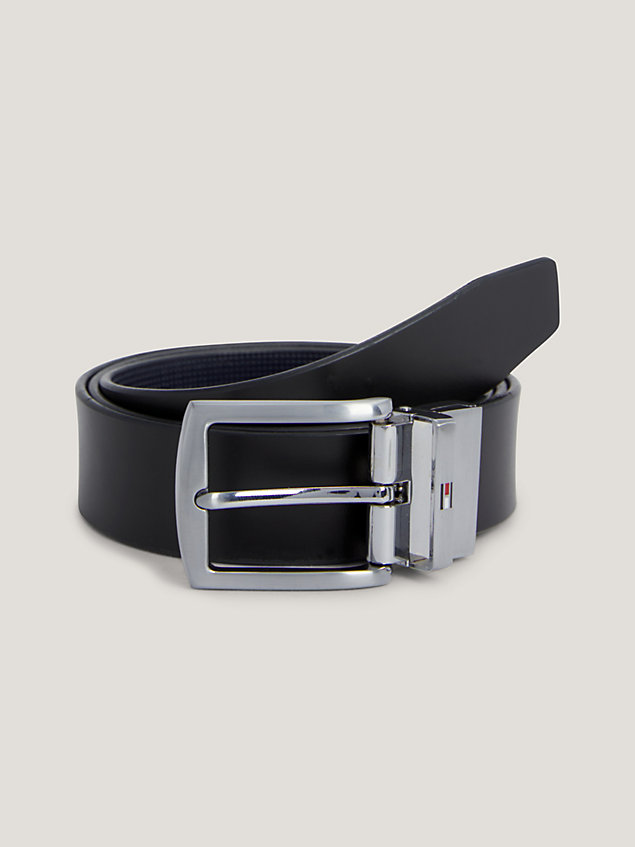 blue denton square buckle reversible leather belt for men tommy hilfiger