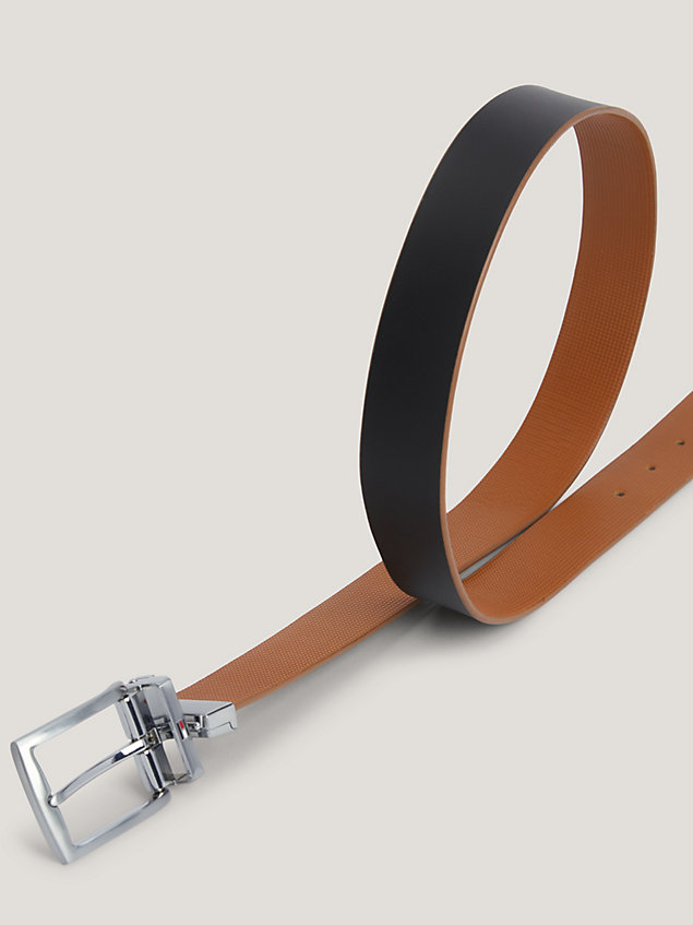 brown denton square buckle reversible leather belt for men tommy hilfiger