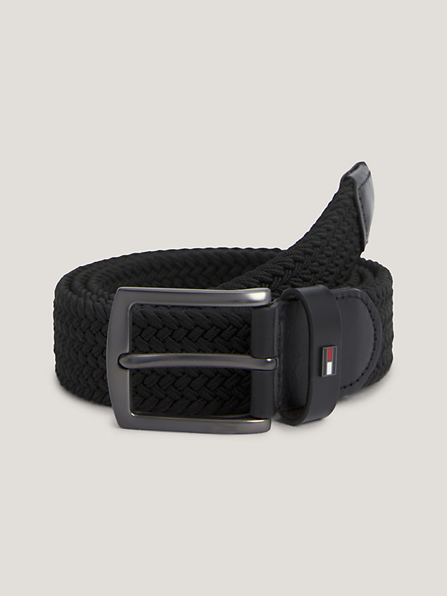 black denton braided elastic leather belt for men tommy hilfiger