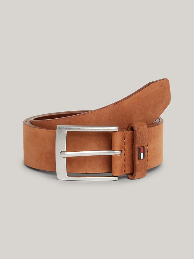 brown adan nubuck leather belt for men tommy hilfiger