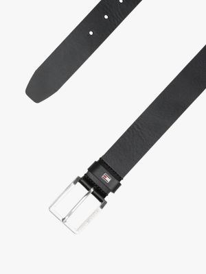 black textured leather belt for men tommy hilfiger