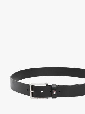 ceinture en cuir texturé noir pour hommes tommy hilfiger