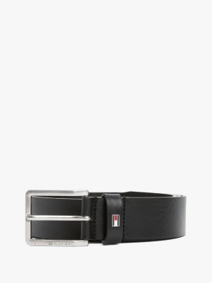 black textured leather belt for men tommy hilfiger