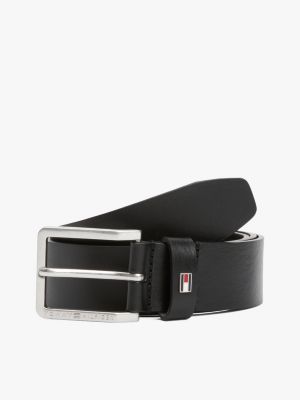 cintura in pelle martellata black da uomini tommy hilfiger