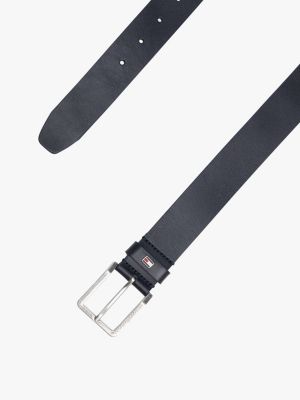 ceinture en cuir à boucle carrée bleu pour hommes tommy hilfiger