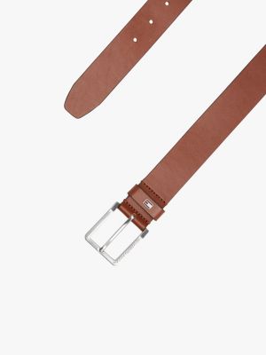 brown textured leather belt for men tommy hilfiger