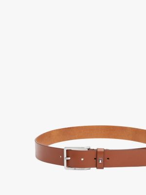 brown textured leather belt for men tommy hilfiger