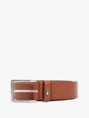 ceinture en cuir texturé marron pour hommes tommy hilfiger