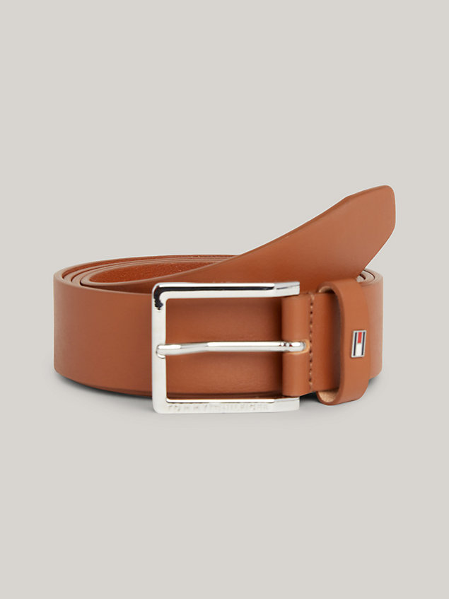 brown contrast buckle leather belt for men tommy hilfiger