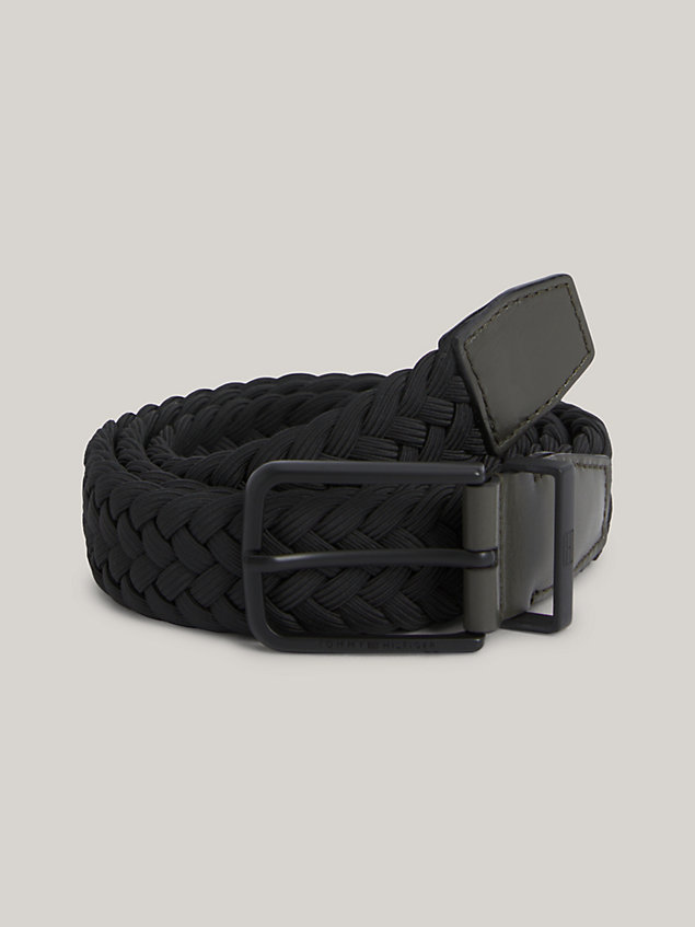 black th tech braided elastic belt for men tommy hilfiger