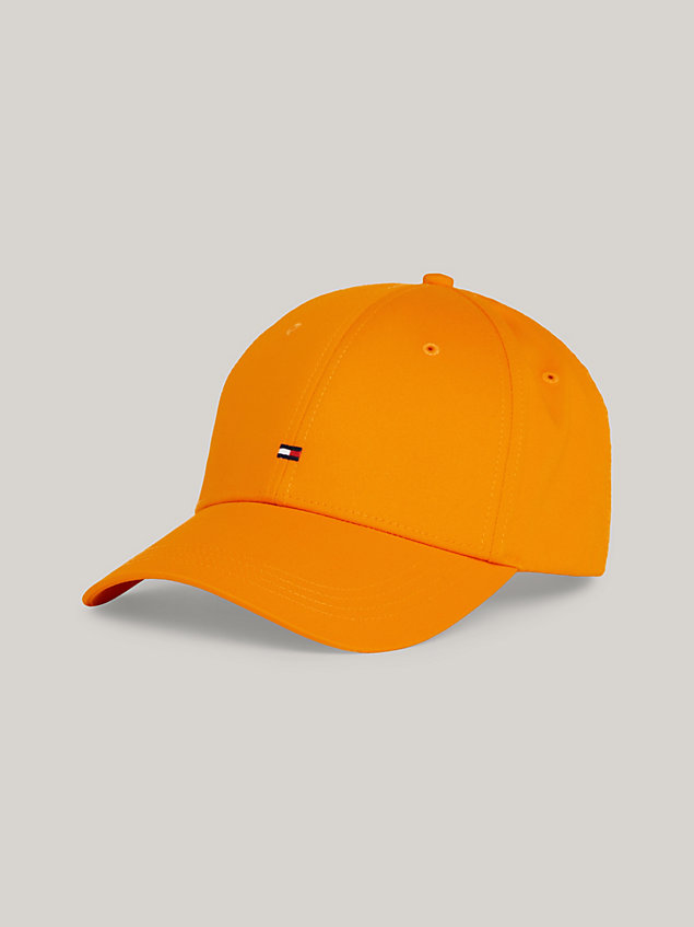 orange six-panel flag embroidery cap for men tommy hilfiger
