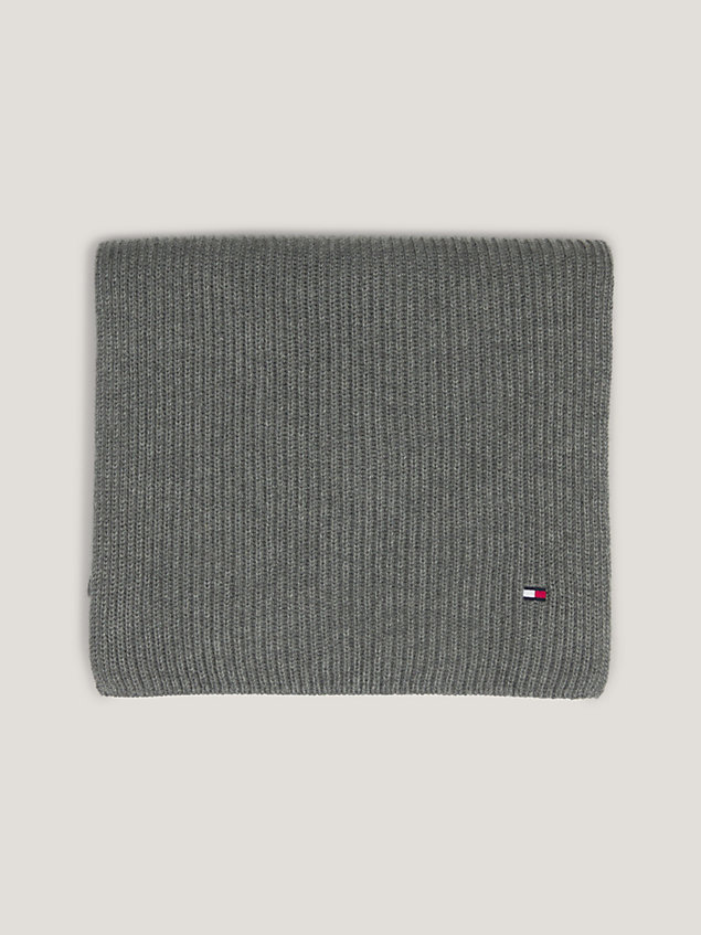 bufanda de punto elástico con logo essential grey de hombre tommy hilfiger