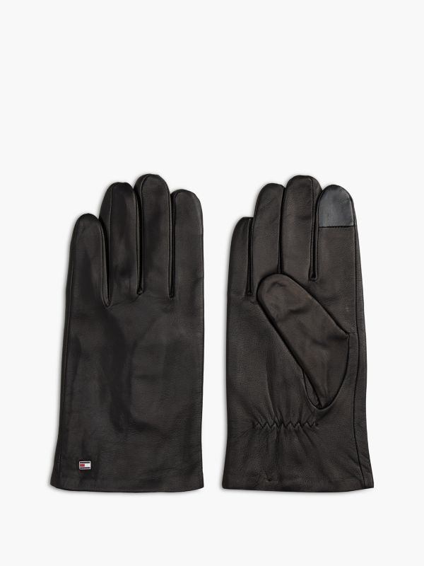Hilfiger Flag Leather Gloves — Black
