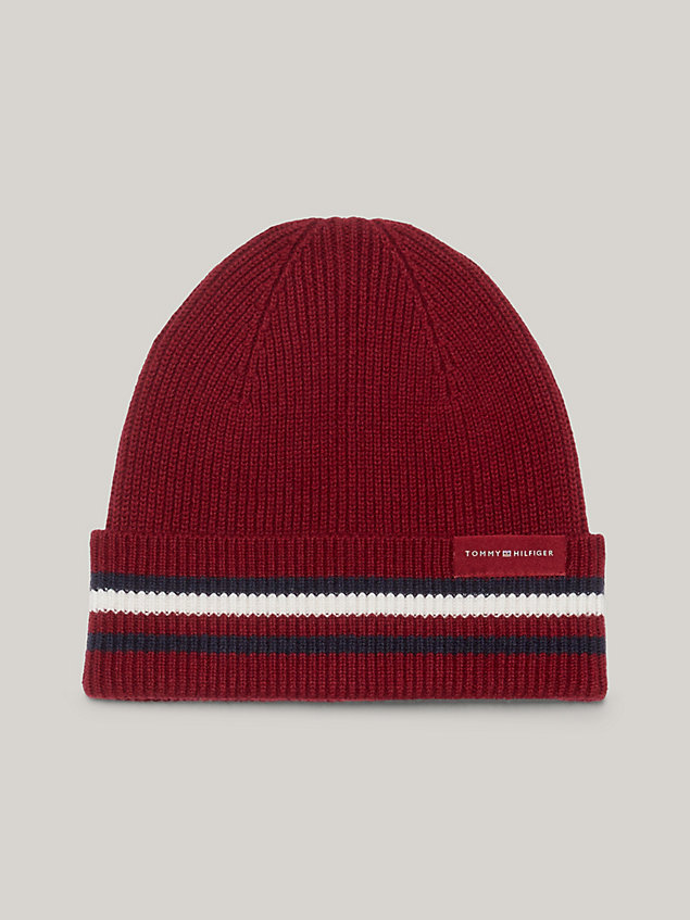 red signature logo beanie for men tommy hilfiger