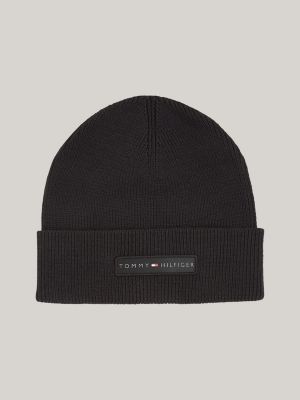 Tonal Logo Patch RibKnit Beanie Black Tommy Hilfiger