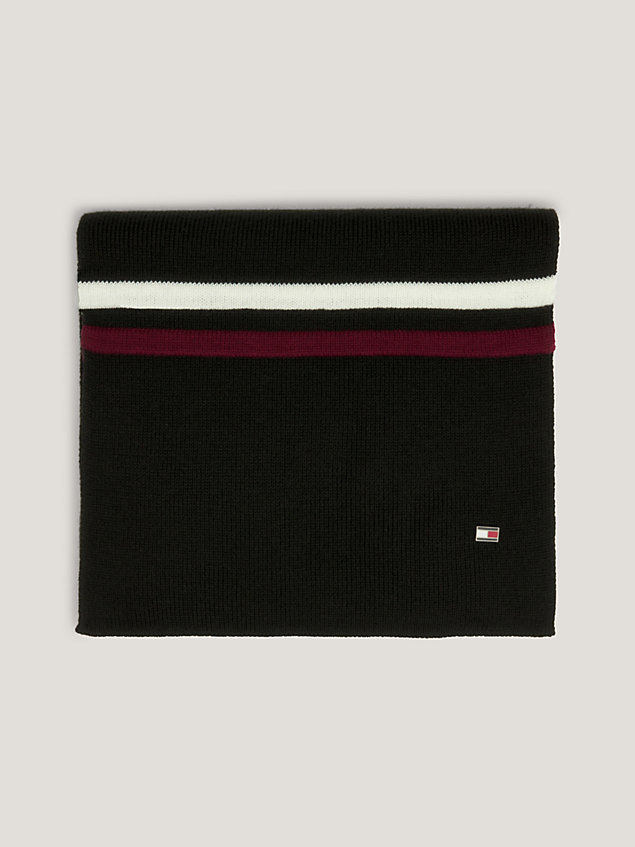 black elevated flag stripe scarf for men tommy hilfiger