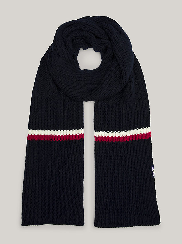 blue hilfiger monotype chunky knit scarf for men tommy hilfiger
