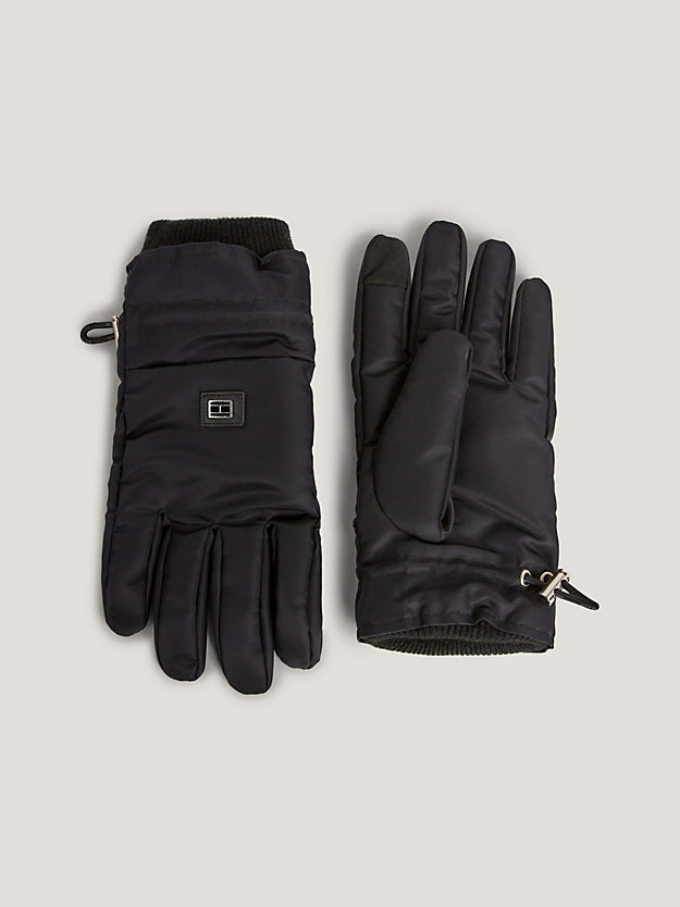 black th tech recycled adjustable gloves for men tommy hilfiger