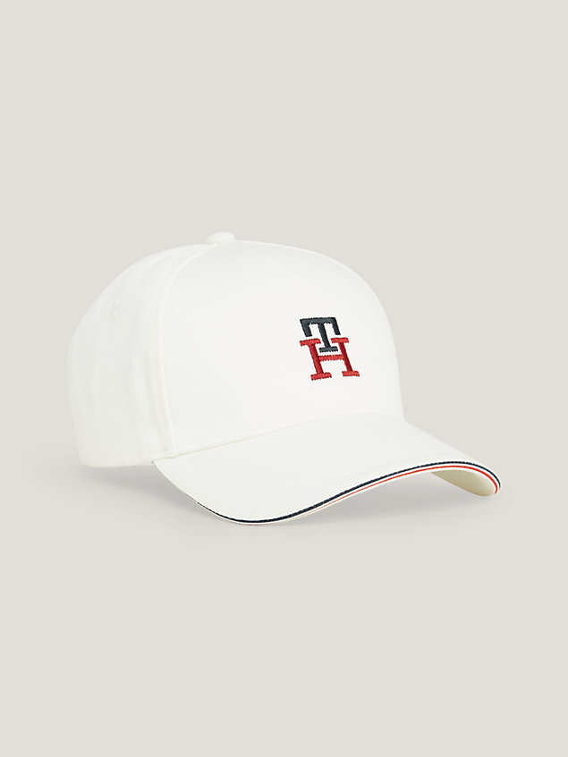 white baseball-cap mit th-monogramm und tommy-tape für herren - tommy hilfiger