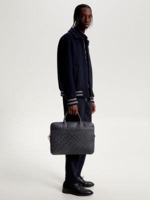 TH Monogram Embossed Laptop Bag | BLACK | Tommy Hilfiger