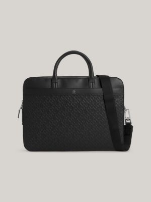 TH Monogram Embossed Laptop Bag Black Tommy Hilfiger