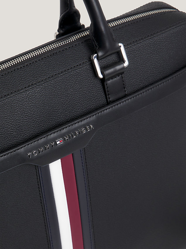 borsa per laptop in tela rivestita con logo black da uomo tommy hilfiger