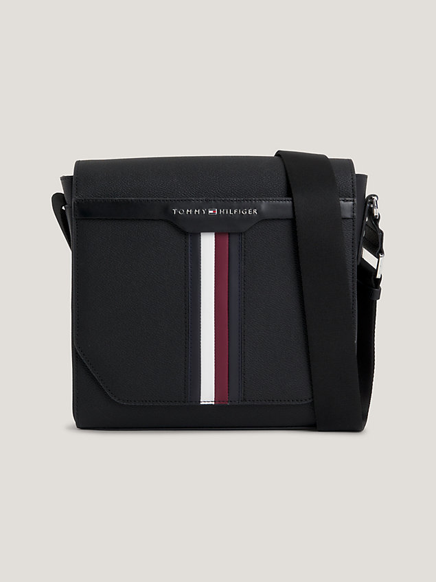 black coated canvas logo messenger bag for men tommy hilfiger