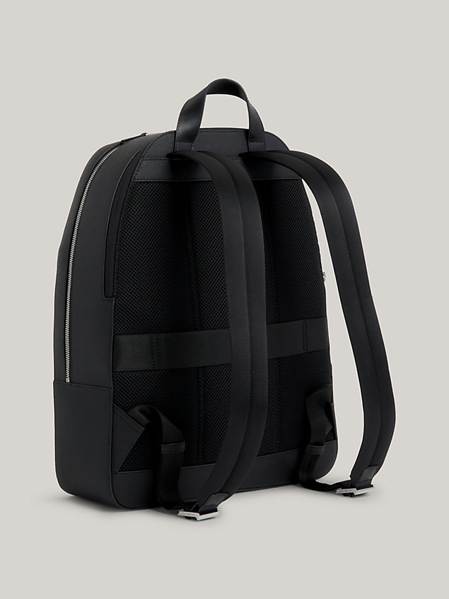 black coated canvas logo dome backpack for men tommy hilfiger