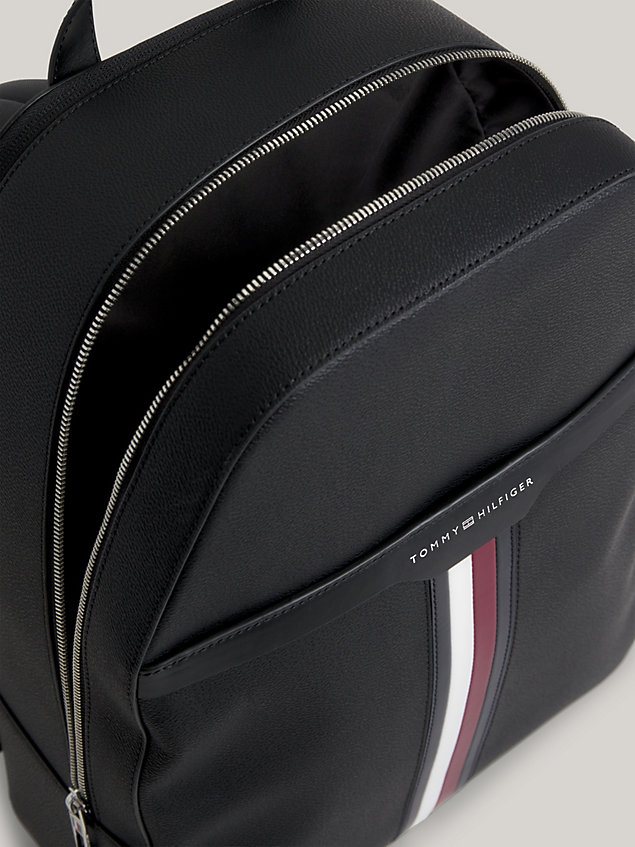 black coated canvas logo dome backpack for men tommy hilfiger