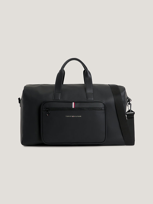 black essential pique logo duffel bag for men tommy hilfiger