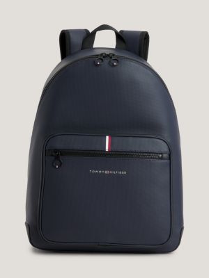 Tommy Hilfiger Men's Sean Signature Canvas Backpack - Charcoal Blue - Size