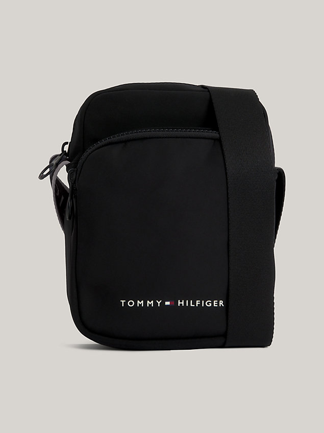 black kleine reportertasche mit logo für herren - tommy hilfiger