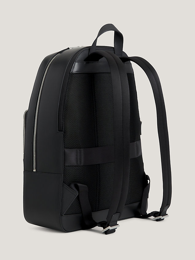 black pebble grain leather dome backpack for men tommy hilfiger