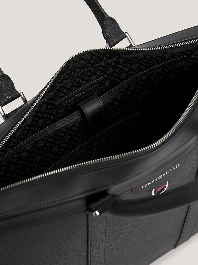 maletín para portátil en piel texturizada black de hombre tommy hilfiger