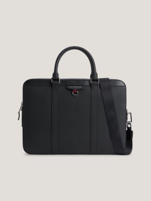 Textured Leather Laptop Bag Black Tommy Hilfiger