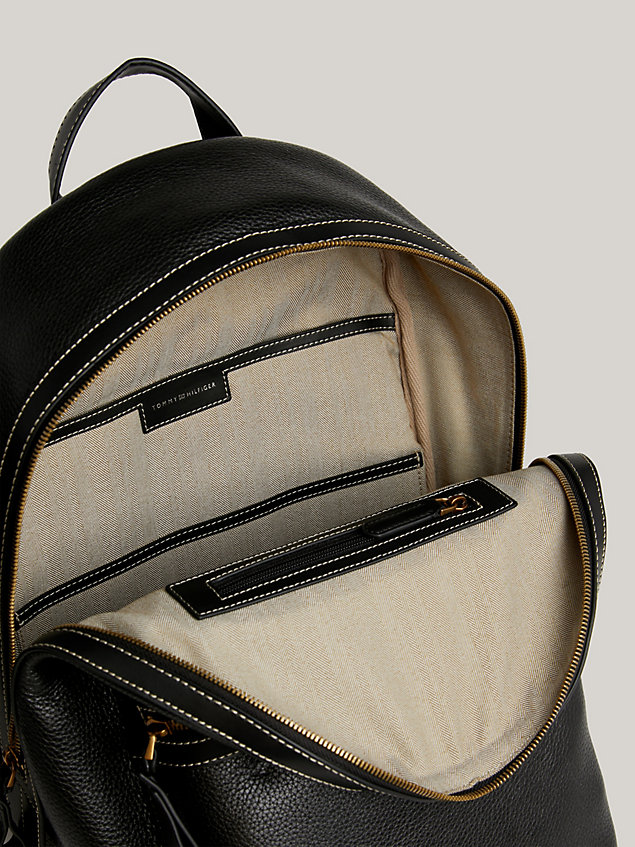 sac à dos premium leather effet grain fin black pour hommes tommy hilfiger