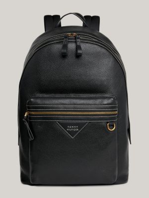 Premium Leather Pebble Grain Backpack Black Tommy Hilfiger
