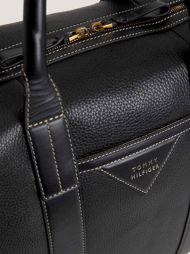 black premium leather dufflebag für herren - tommy hilfiger