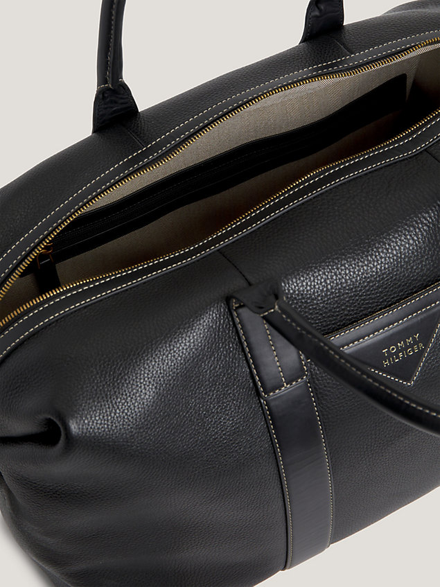 black premium leather duffel bag for men tommy hilfiger