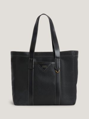 Premium Pebble Grain Leather Tote Bag | Black | Tommy Hilfiger