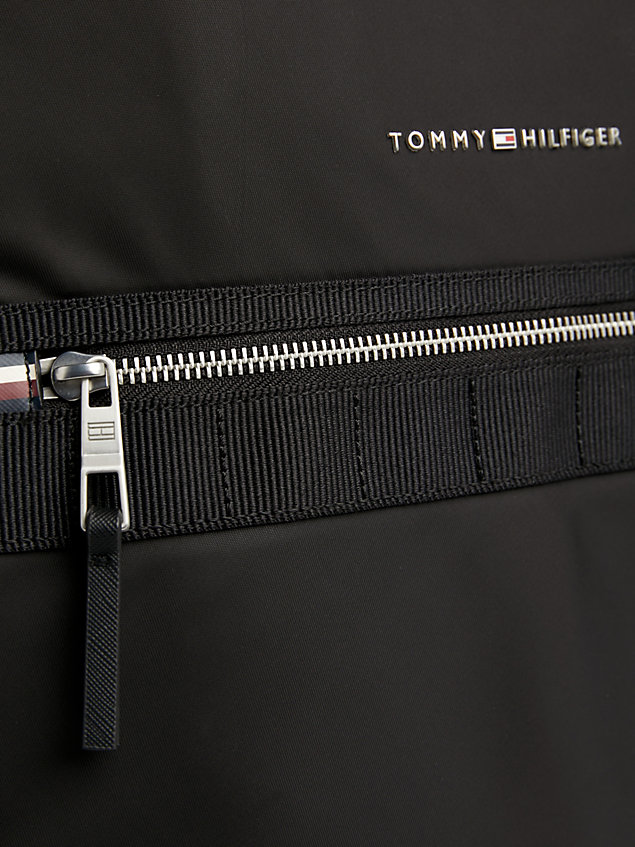black elevated rugzak met bol-design en logo voor heren - tommy hilfiger