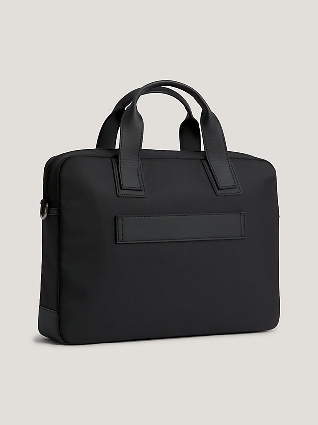 black elevated laptop-tasche mit logo für herren - tommy hilfiger