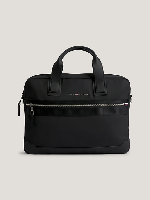 black elevated logo laptop bag for men tommy hilfiger