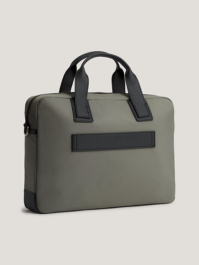 grey elevated laptop-tasche mit logo für herren - tommy hilfiger