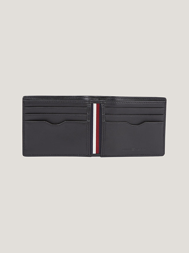black logo small leather card wallet for men tommy hilfiger