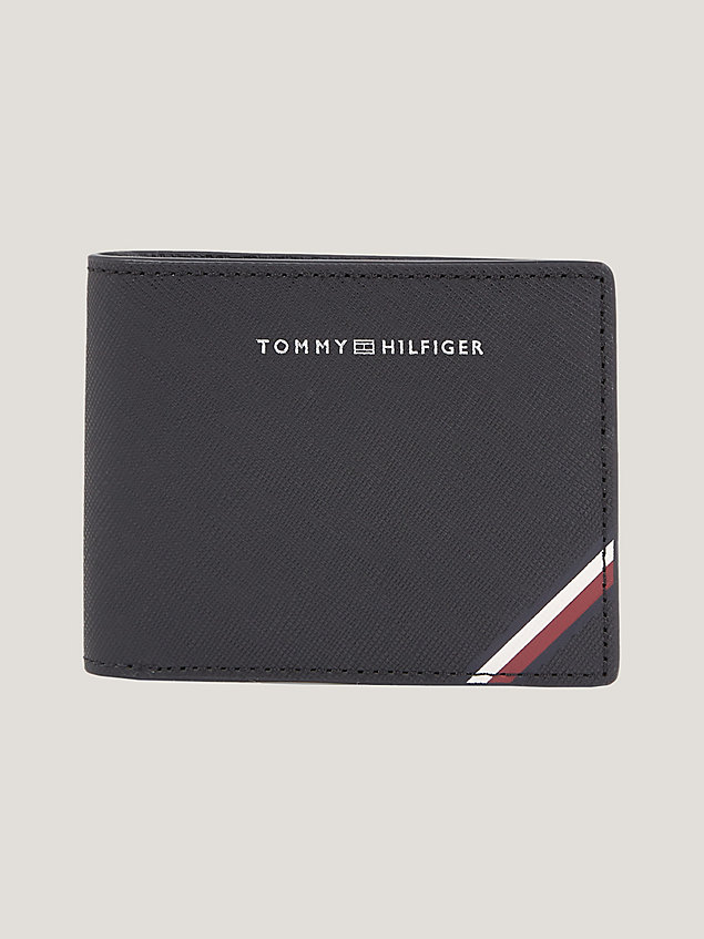 black logo small leather card wallet for men tommy hilfiger