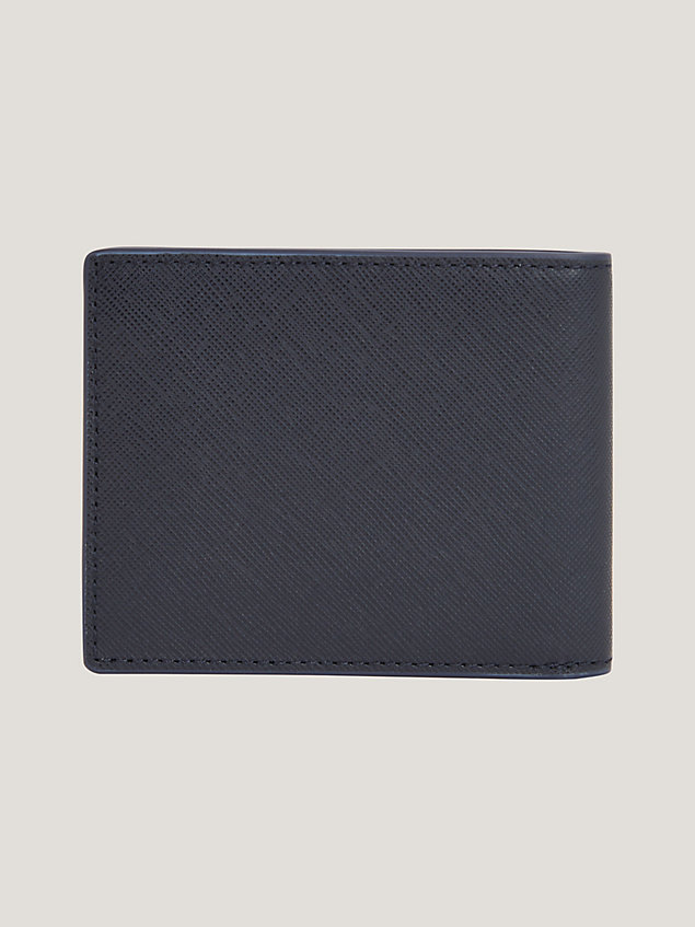 blue logo small leather card wallet for men tommy hilfiger