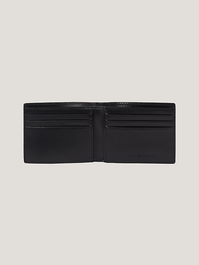 black th monogram small leather card wallet for men tommy hilfiger